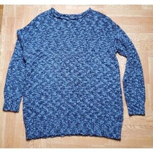 Chaps Denim Light Navy Blue Sparkly Knit Pullover Sweater Women's Size XL